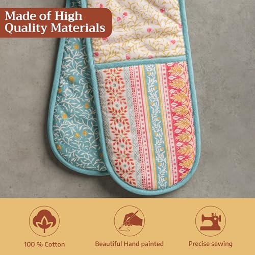 Double Oven Mitts 100% Cotton Double Oven Glove