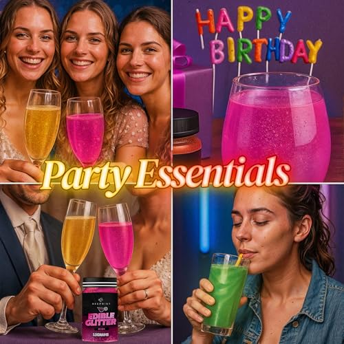 Pink Edible Glitter for Drinks 15g