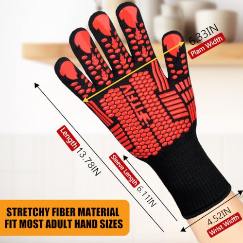 BBQ Gloves 1472°F Heat Resistant with Silicone Grip Oven Mitts (2 Count)