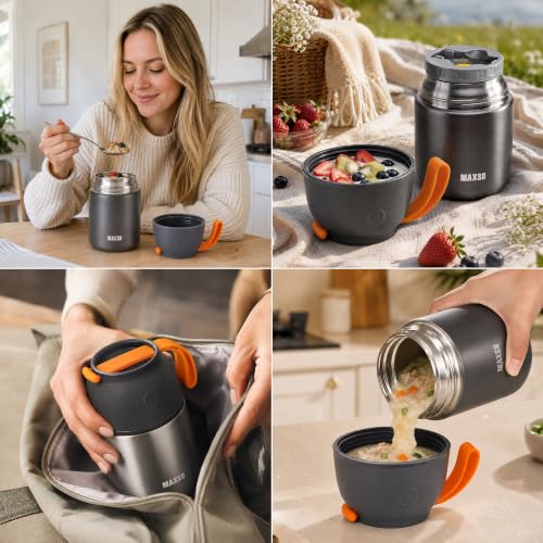 Insulated Thermo Food Jar for Hot & Cold Food for Kids Adult (2 Count)