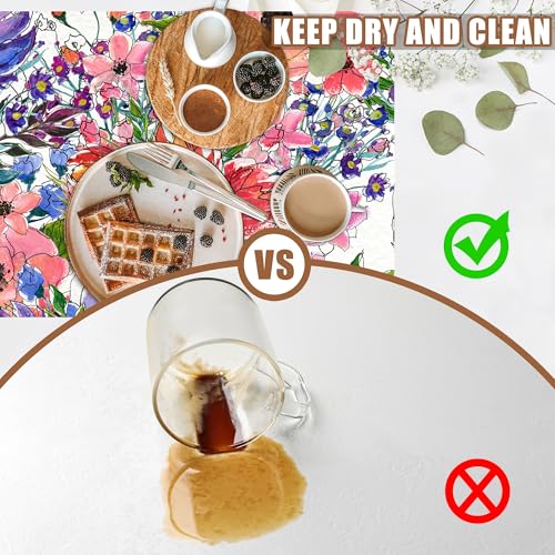 Dish Drying Mat Watercolor Colorful Floral Coffee Bar Mat for Countertop Absorbent Coffee Mat Rubber Backed Hide Stain Dish Drainer Rack Mat Coffee Maker Coffee Pot Dining Room Decor 11.8 x 19.7 Inch