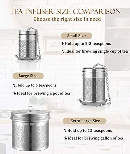 2+1）Pack 304 Steel Fine Mesh Tea Infusers for Loose Leaf Tea