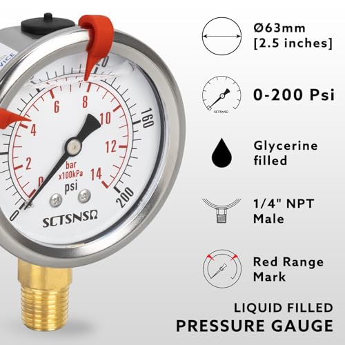 0 to 200 Psi Pressure Gauge