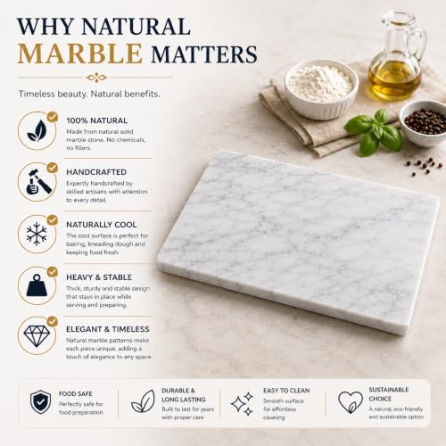 8×12 Inches White Marble Cheese & Charcuterie Board