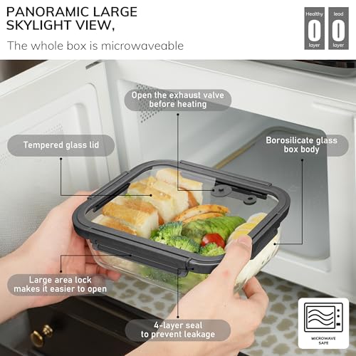 5 Pack Borosilicate Glass Containers with Tempered Glass Lids (5 Count)