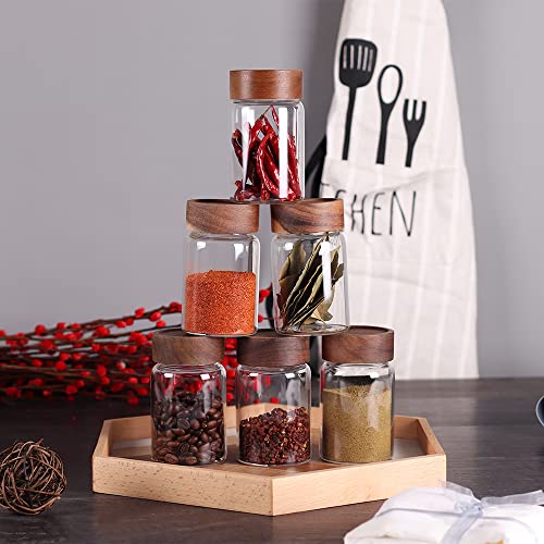 6 Pcs Small Glass Spice Jars with Label (6 Count)