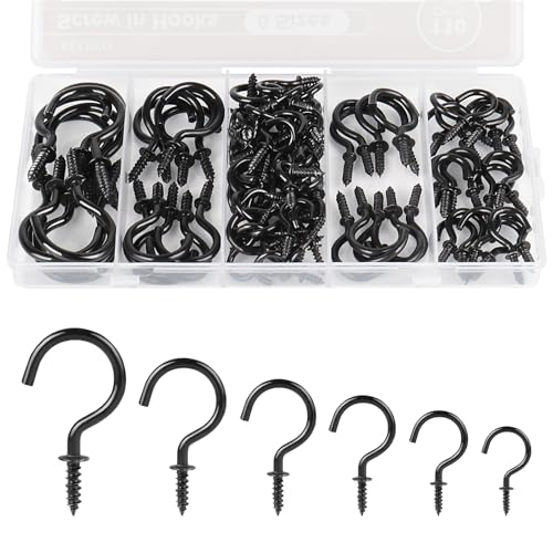 Screw Hooks 6 Sizes Metal Screw in Cup Hooks (110 Count)