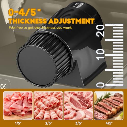 Meat Slicer 220W Electric Deil Food Slicer with 2 Removable 7.5" Blades