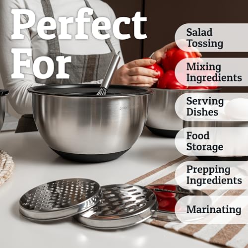 Stainless Steel Mixing Bowls with Lids Set
