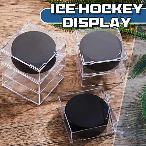 30 Pcs Hockey Puck Display Case Square Holder with Snap Closure (30 Count)