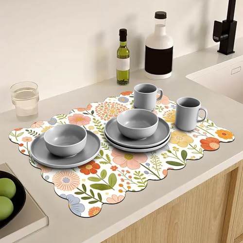 Scalloped Coffee Bar Mat for Countertop