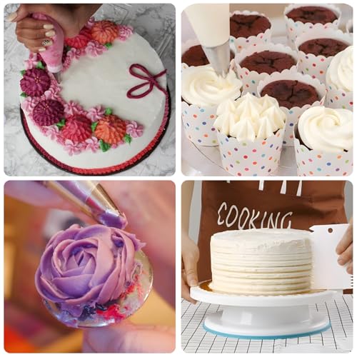 Cake Decorating Kit; 83 Pieces; Pink; Flower Opening; Silicone & Stainless Steel Piping Tips
