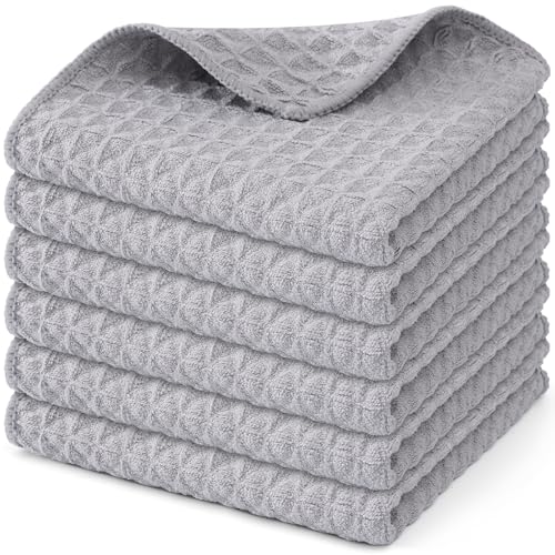 Microfiber Waffle Weave Kitchen Dish Cloths (6 Count)