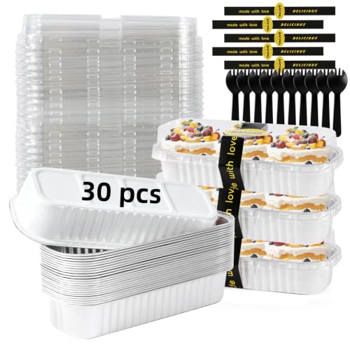 30 Pack Mini Loaf Pans with Lids and Spoons (30 Count)
