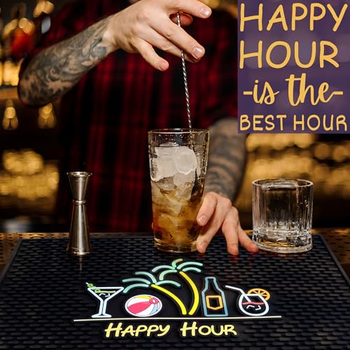 Happy Hour Silicone Bar Mat for Bartending 18x12 in