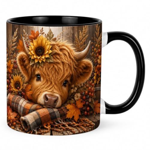 Fall Sunflower Highland Cow Coffee Mug