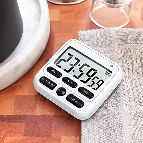 4-in-1 Digital Timer with Count Up/Down, Clock & Alarm, Ring & Silent Modes