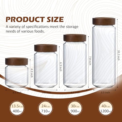 40 fl oz 1200 ml Glass Jar with Airtight Wooden Screw Top Lid