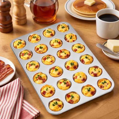 18 10 Stainless Steel Mini Muffin Cupcake Pan 24 Cups
