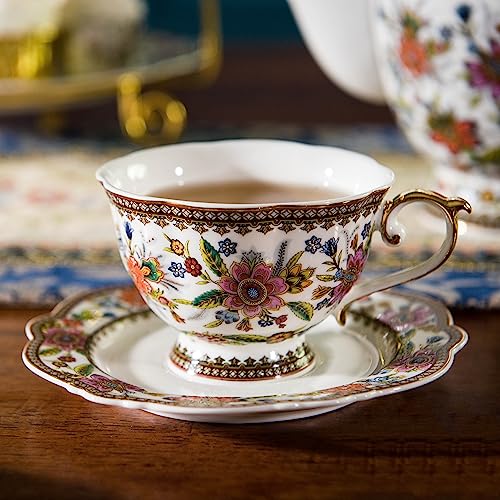 Bone China Tea Cup and Saucer Set for 1 (6.7 Count)