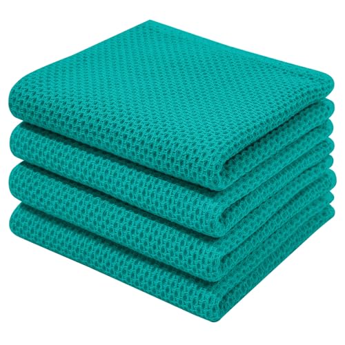 100% Cotton Waffle Weave Kitchen Dish Towels 4 (4 Count)