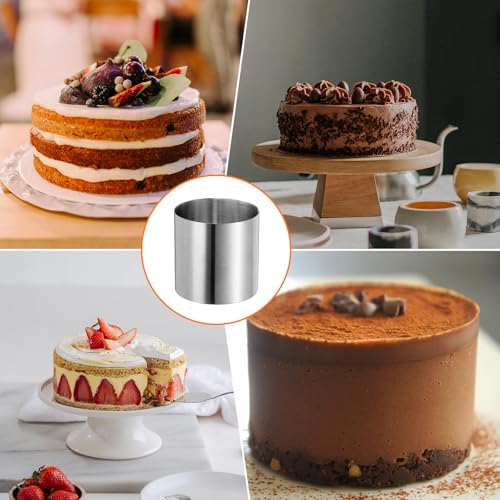 Round Cake Ring 2 x 2 Inch Seamless Stainless Steel Pastry Mousse Dessert Ring Mirror Coating for Baking Cooking Making Tool