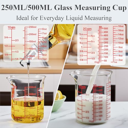 Ackers High Borosilicate Glass Measuring Cup Set with Pour Spout (32 Ounce)