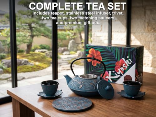 Blue Butterfly Cast Iron Tea Set