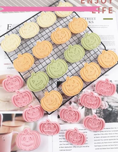 10 Pcs Halloween Cookie Cutters Set with Plunger Stamps