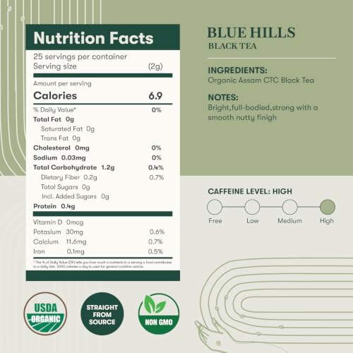 Estates Blue Hills Organic CTC Assam Black Tea (25 Count)