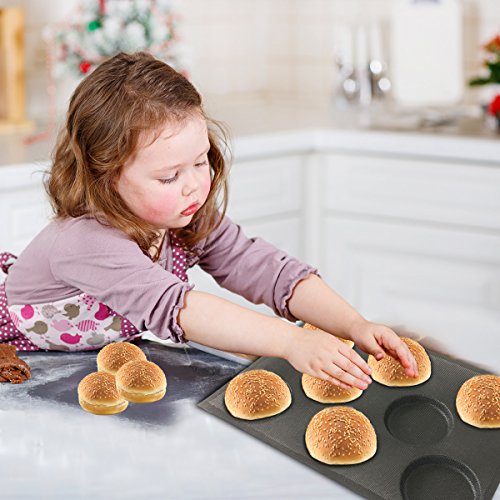 Silicone Hamburger Bread Forms Perforated Bakery Molds Non Stick Baking Sheets Fit Half Pan Size