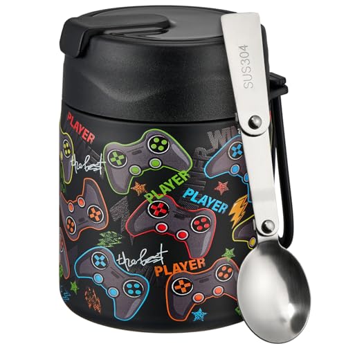 17oz Soup Thermo for Hot Food Kids Insulated Vacuum Food Jar with Stainless Steel Spoon Wide Mouth Thermo Leakproof Lunch Food Container Kids Hot Lunch Box