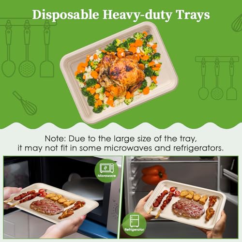 100 Pack 14 in Compostable Natural Disposable Food Crawfish Trays (100 Count)