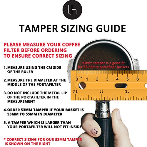 53mm Calibrated Level Tamper for Espresso Machine with Spring Loaded 100% Flat Stainless Steel Base