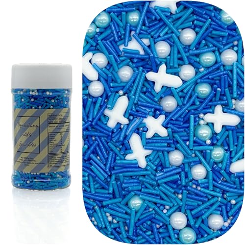 Blue Series Cross Sprinkles Mixed Style Edible Cake Decorations Cupcake Toppers Cookie Perfect for Cakes (3 Ounce)