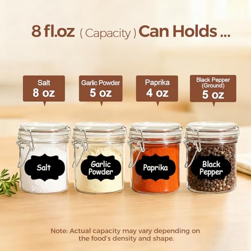 Small 8 oz Glass Jars with Airtight Lids 12 Pack Jam Pantry (12 Count)