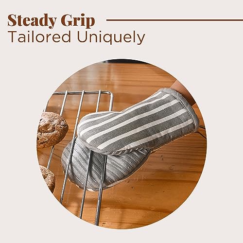 Oven Mitts Striped Gray (2 Count)
