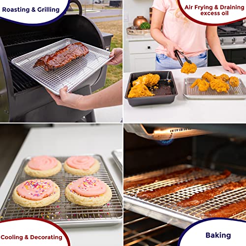 Small Baking Pan with Wire Rack Even Heat Cooking Combo (2 Count)