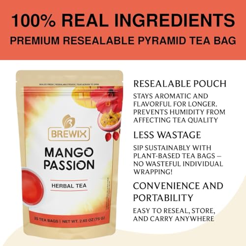 Mango Passion Fruit Herbal Tea Bags (25 Count)