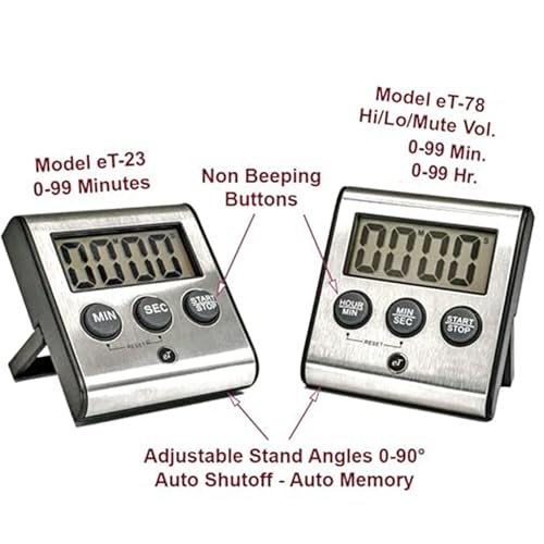 Elegant Digital Kitchen Timer Stainless Steel (12 Count)