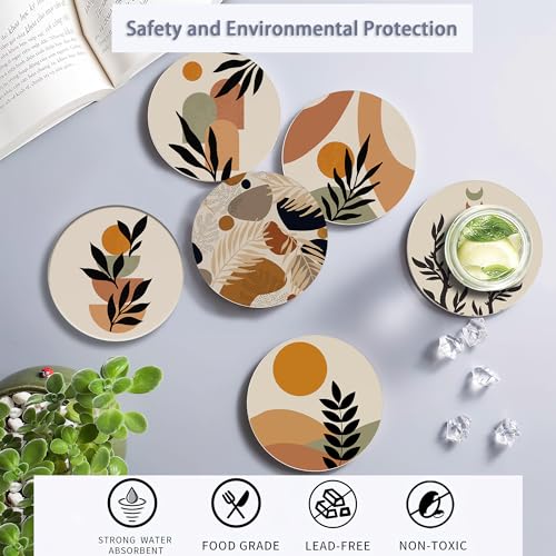 Drink Coasters Set of 6 with Holder