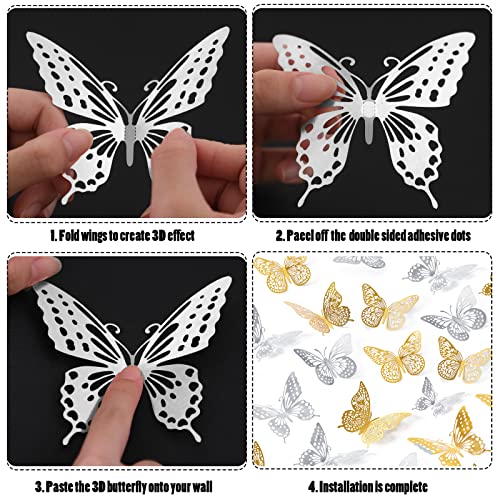 3D Butterfly Wall Decor 48 Pcs 4 Styles 3 Sizes (48 Count)