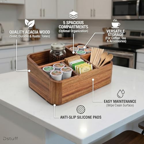 Acacia Wood Coffee Station Organizer for Countertop