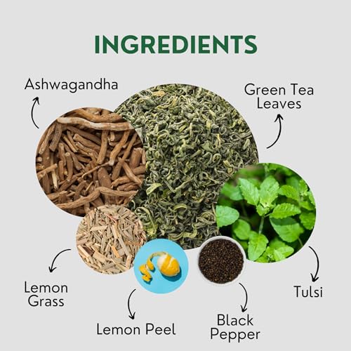 Tealeaf & Co. Tulsi Holy Basil Ashwagandha Green Tea Loose Leaf with Lemon Peel (3.5274 Ounce)
