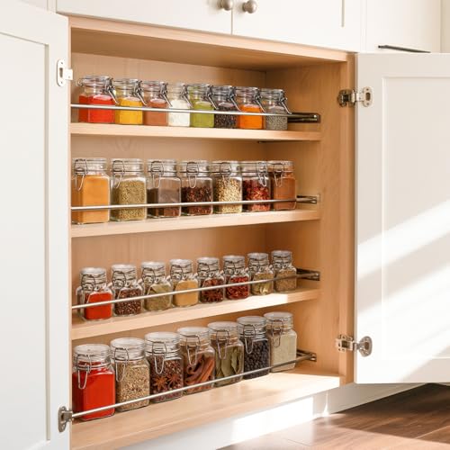 Square Glass Spice Jars 8 oz 6 Pack with Labels and Funnel Set (6 Count)