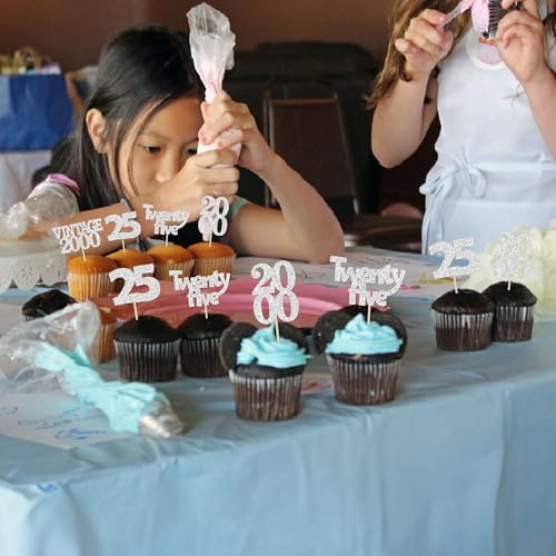 24Pcs 25th Birthday Cupcake Toppers Glitter Twenty (24 Count)