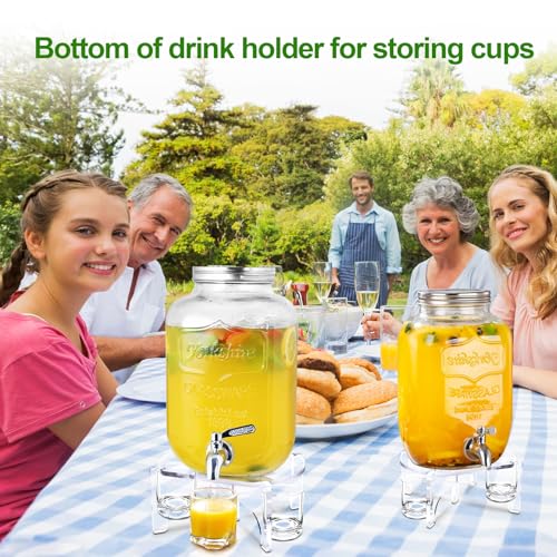 2Pcs Glass Drink Dispenser Stand