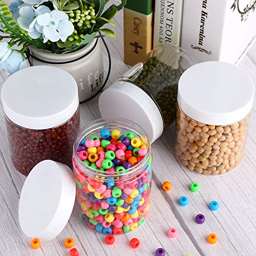 4 Pcs Plastic Jars Wide Mouth with Lids (10 Ounce)