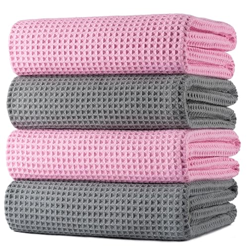 430 GSM Poly Blend Microfiber Quick Dry Waffle Bath Towel (4 Count)