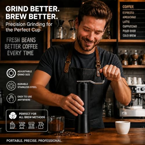 2-in-1 Portable Electric & Manual Coffee Grinder, Black